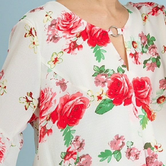 Umgee Floral Bell Sleeve BOHO Dress/Tunic - Picture 3 of 7